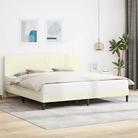 vidaXL Sängram med huvudgavel Gräddvit 180 x 200 cm Kordread tyg
