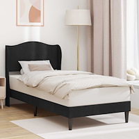 vidaXL Sängram med huvudgavel Svart 90 x 190 cm Sammet