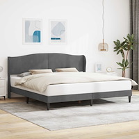 vidaXL Sängram med huvudgavel Mörkgrå 200 x 200 cm Sammet