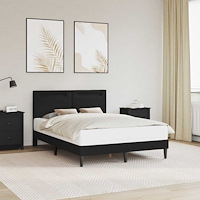 vidaXL Sängram med LED-ljusslingor Svart 160 x 200 cm Konstläder