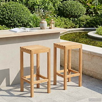 vidaXL Barpall 2 pcs Brun Massivt teakträ