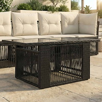 vidaXL Trädgårdsbord Svart 100 x 55 x 37 cm PE Rattan och Glas