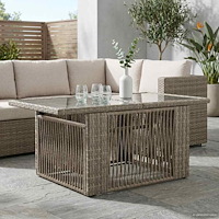 vidaXL Trädgårdsbord Grå 100 x 55 x 37 cm PE Rattan och Glas