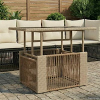 vidaXL Trädgårdsbord Beige 100 x 55 x 37 cm PE Rattan och Glas