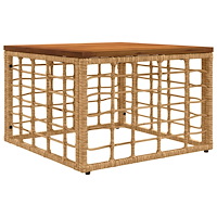vidaXL Trädgårdsbord Naturlig 55 x 55 x 37 cm PE Rattan och Glas