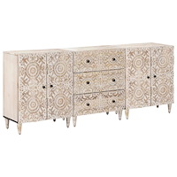 vidaXL Sideboard 3 pcs Vit 60 x 33,5 x 75 cm Massivt mangoträ