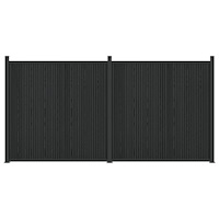 vidaXL Stängselpanel 2 pcs WPC och aluminium Svart