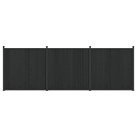vidaXL Stängselpanel 3 pcs WPC och aluminium Svart