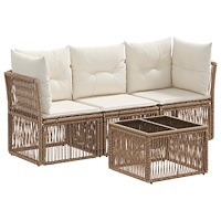 vidaXL Trädgårdsoffset 4 pcs Beige konstrotting