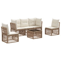 vidaXL Trädgårdsoffset 6 pcs Beige konstrotting