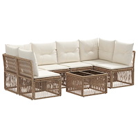 vidaXL Trädgårdsoffset 7 pcs Beige konstrotting
