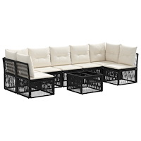 vidaXL Trädgårdsoffset 8 pcs Svart konstrotting