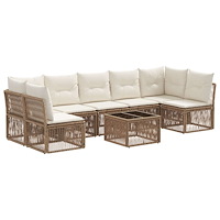 vidaXL Trädgårdsoffset 8 pcs Beige konstrotting