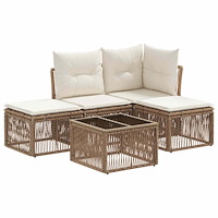 vidaXL Trädgårdsoffset 5 pcs Beige konstrotting