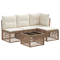 vidaXL Trädgårdsoffset 5 pcs Beige konstrotting