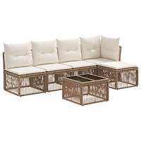 vidaXL Trädgårdsoffset 6 pcs Beige konstrotting