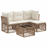vidaXL Trädgårdsoffset 5 pcs Beige konstrotting