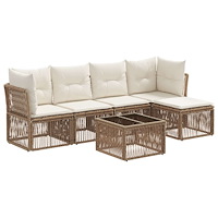vidaXL Trädgårdsoffset 6 pcs Beige konstrotting