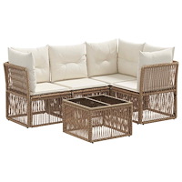 vidaXL Trädgårdsoffset 5 pcs Beige konstrotting