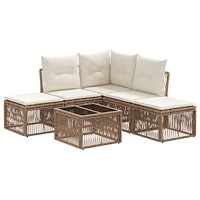 vidaXL Trädgårdsoffset 6 pcs Beige konstrotting