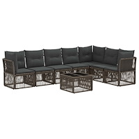 vidaXL Trädgårdsoffset 8 pcs Grå konstrotting