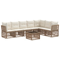 vidaXL Trädgårdsoffset 8 pcs Beige konstrotting