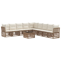 vidaXL Trädgårdsoffset 10 pcs Beige konstrotting