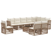 vidaXL Trädgårdsoffset 11 pcs Beige konstrotting