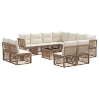 vidaXL Trädgårdsoffset 12 pcs Beige konstrotting