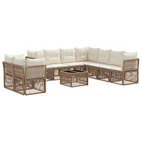 vidaXL Trädgårdsoffset 10 pcs Beige konstrotting
