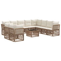 vidaXL Trädgårdsoffset 11 pcs Beige konstrotting