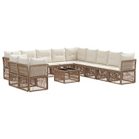 vidaXL Trädgårdsoffset 12 pcs Beige konstrotting