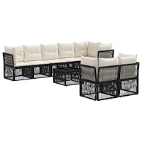 vidaXL Trädgårdsoffset 9 pcs Svart konstrotting