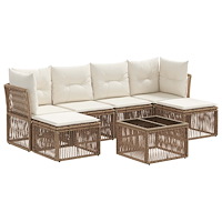 vidaXL Trädgårdsoffset 7 pcs Beige konstrotting