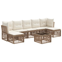 vidaXL Trädgårdsoffset 8 pcs Beige konstrotting
