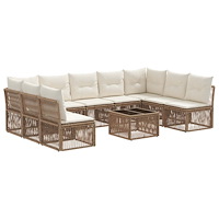vidaXL Trädgårdsoffset 10 pcs Beige konstrotting