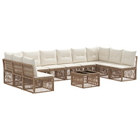 vidaXL Trädgårdsoffset 11 pcs Beige konstrotting