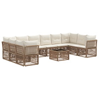 vidaXL Trädgårdsoffset 11 pcs Beige konstrotting
