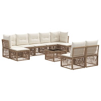 vidaXL Trädgårdsoffset 10 pcs Beige konstrotting