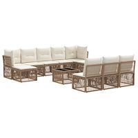 vidaXL Trädgårdsoffset 11 pcs Beige konstrotting
