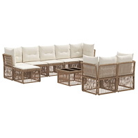 vidaXL Trädgårdsoffset 10 pcs Beige konstrotting