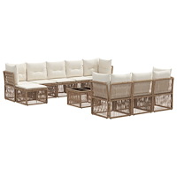 vidaXL Trädgårdsoffset 11 pcs Beige konstrotting