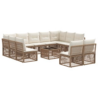 vidaXL Trädgårdsoffset 12 pcs Beige konstrotting