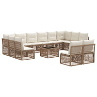 vidaXL Trädgårdsoffset 13 pcs Beige konstrotting