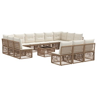 vidaXL Trädgårdsoffset 14 pcs Beige konstrotting