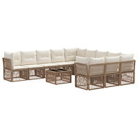 vidaXL Trädgårdsoffset 12 pcs Beige konstrotting