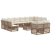 vidaXL Trädgårdsoffset 13 pcs Beige konstrotting