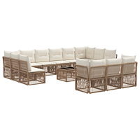 vidaXL Trädgårdsoffset 14 pcs Beige konstrotting