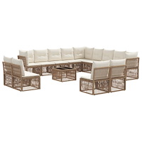 vidaXL Trädgårdsoffset 14 pcs Beige konstrotting