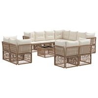 vidaXL Trädgårdsoffset 12 pcs Beige konstrotting